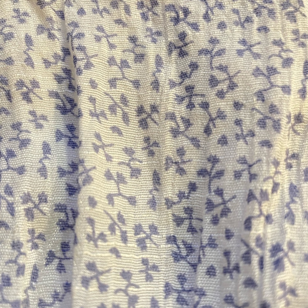 Vintage White Blue Sleeveless Maxi Dress smoked tired v-neck size medium - Picture 5 of 12